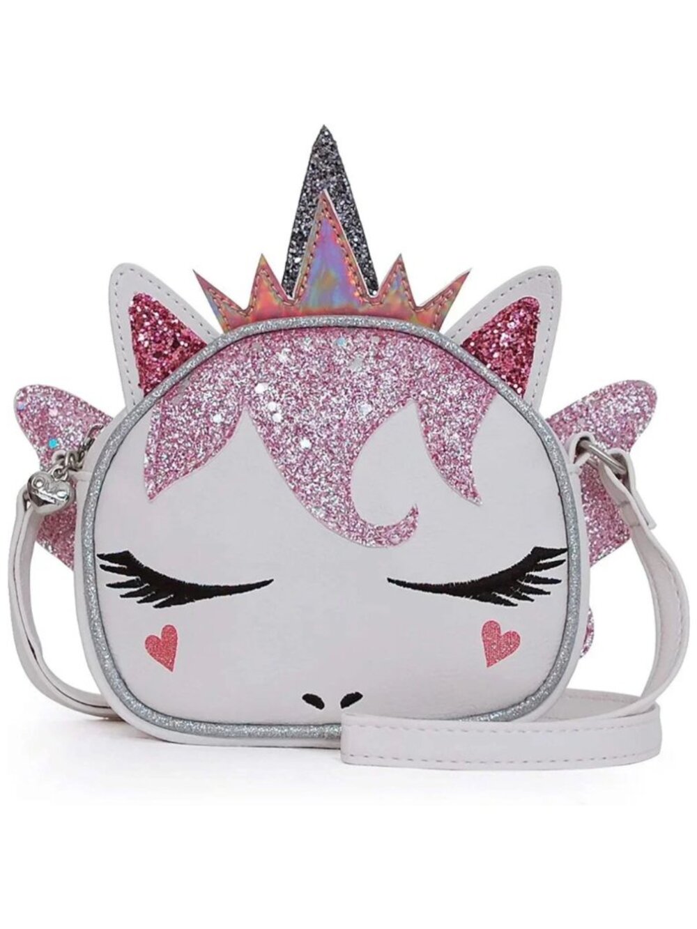 White Pink Miss Gwen Unicorn Sparkle Sequin Accent Crossbody Handbag NWT NEW - Picture 2 of 6